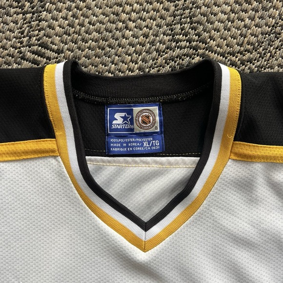 Vintage Boston Bruins Jersey Mens XL White 90s Pooh Bear Starter NHL Hockey - Picture 2 of 8